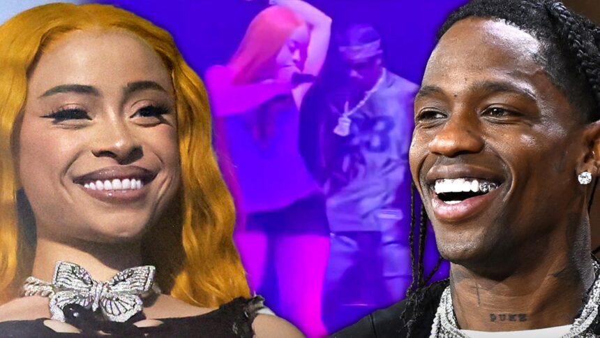 Ice Spice Twerks per la folla del Super Bowl Party mentre si esibisce con Travis Scott