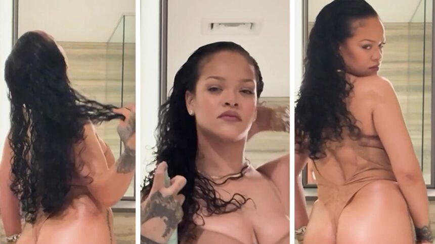 Rihanna mostra il culo in lingerie mentre promuove il nuovo prodotto per capelli
