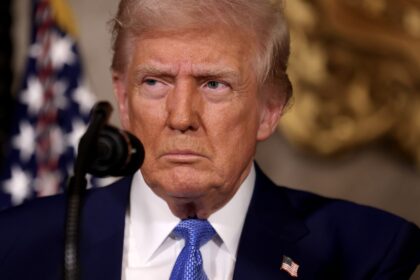 U.S. President Donald Trump delivers remarks after signing an executive order on expanding access to IVF at his Mar-a-Lago resort on February 18, 2025 in Palm Beach, Florida. Later today, Fox News will air a joint interview between President Trump and Tesla and SpaceX CEO Elon Musk.