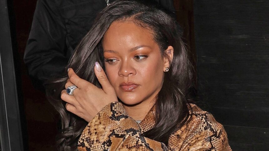 Rihanna esce in un cappotto di stampa serpente per cena mentre una prova rocciosa di $ AP continua