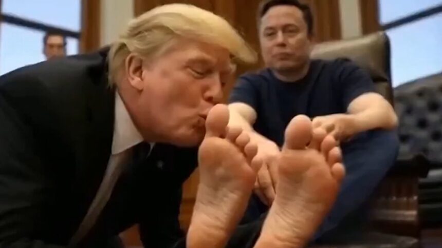 Donald Trump che succhia le dita dei piedi di Elon Musk nel video AI viene visualizzato nei corridoi DC