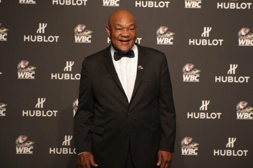 George Foreman attends the Hublot x WBC "Night of Champions" Gala at the Encore Hotel on May 03, 2019 in Las Vegas, Nevada.