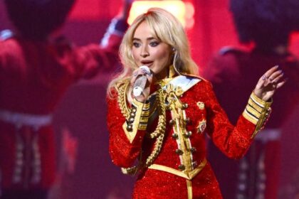 LONDON, ENGLAND - MARCH 01: (EDITORIAL USE ONLY) Sabrina Carpenter performs on stage during The BRIT Awards 2025 at The O2 Arena on March 01, 2025 in London, England. (Photo by Gareth Cattermole/Getty Images)