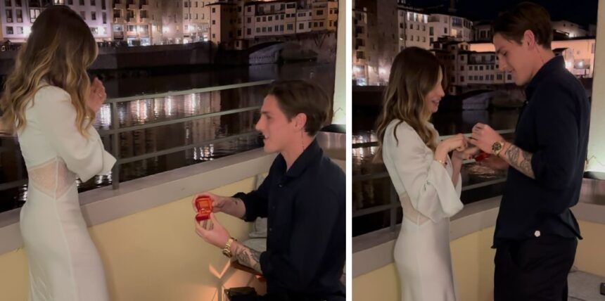 Il calciatore Nicolò Zaniolo fa la proposta di nozze alla madre di suo figlio, che aveva lasciato prima del parto: le romantiche foto a Firenze - Gossip.it