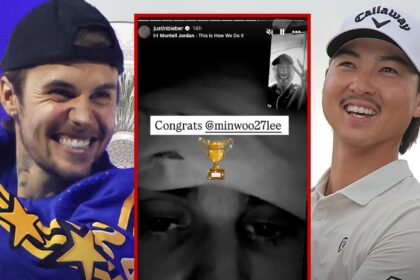 Justin Bieber si congratula con il golfista Min Woo Lee per la vittoria dopo una breve pausa Instagram