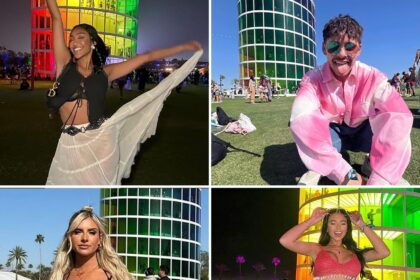 Celebs alla torre arcobaleno e ruota panoramica di Coachella