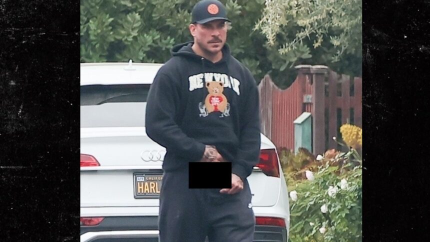 Jax Taylor tira giù i pantaloni della tuta per graffiare il cavallo mentre fa commissioni