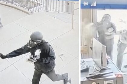 Maschera a gas che indossa sospetti attacchi in tribunale del Massachusetts con spray al pepe