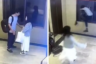 L'uomo salta attraverso la finestra per sfuggire all'argomento con la fidanzata, in video