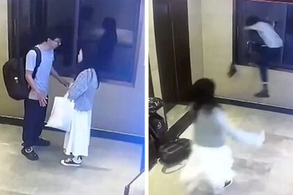 L'uomo salta attraverso la finestra per sfuggire all'argomento con la fidanzata, in video