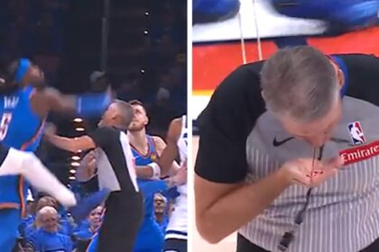 NBA Ref Scott Foster insanguinato dopo aver colpito le finali della Western Conference