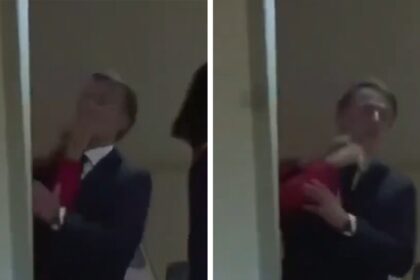 Il presidente francese Emmanuel Macron si è spinto in faccia da sua moglie