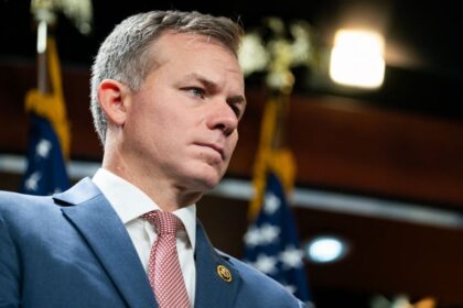 US Representative Blake Moore, Republican from Louisiana, speaks to the press after the weekly Republican Conference meeting at the US Capitol in Washington, DC, on December 17, 2024. (Photo by Allison ROBBERT / AFP) (Photo by ALLISON ROBBERT/AFP via Getty Images)