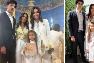Elisabetta Gregoraci in total white a Roma con il figlio Nathan Falco per la Prima Comunione della nipotina Ginevra: foto - Gossip.it