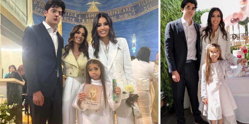 Elisabetta Gregoraci in total white a Roma con il figlio Nathan Falco per la Prima Comunione della nipotina Ginevra: foto - Gossip.it