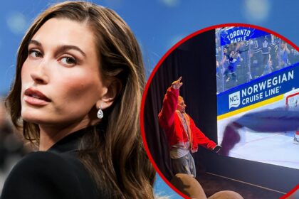Justin Bieber guarda il gioco NHL mentre la moglie Hailey colpisce Gala con Martini Glass