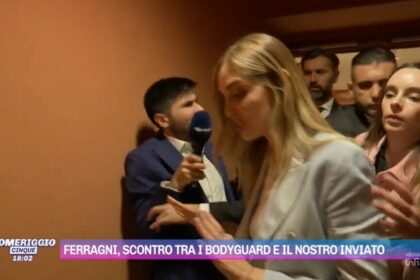 L'inviato di Pomeriggio 5 strattonato dai bodyguard della Ferragni, Myrta Merlino sbotta in studio: ''Sceneggiata per due domande'' - Gossip.it
