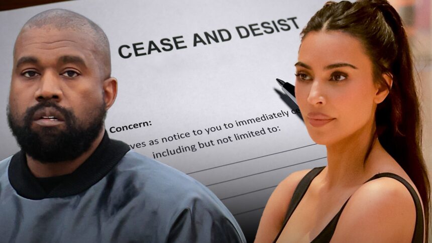 Kanye West spara di cessare e desistere a Kim Kardashian per i loro figli