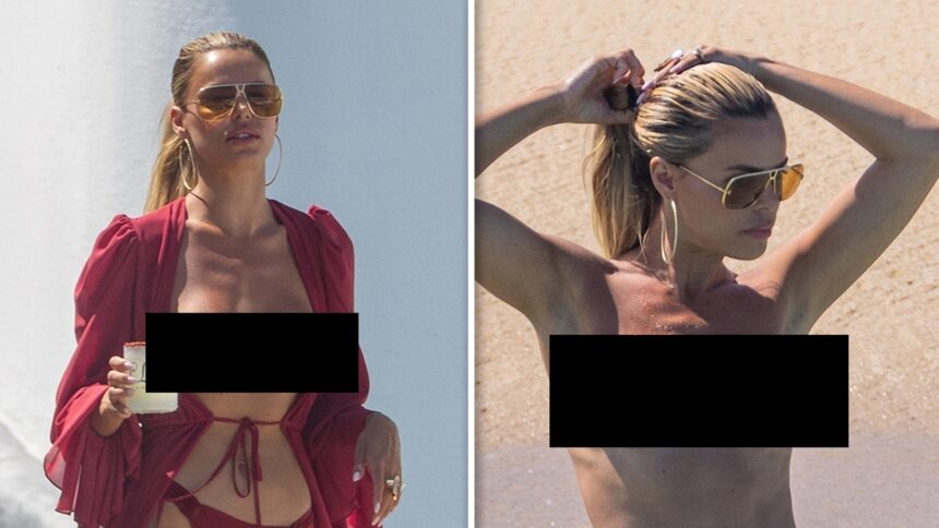 Brooks Nader diventa completamente in topless per la gita in spiaggia a Cabo