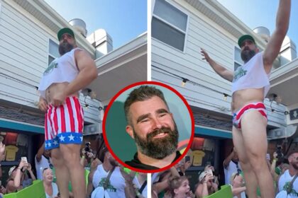 Jason Kelce si spoglia verso le mutande nell'epico ingresso all'evento di beneficenza