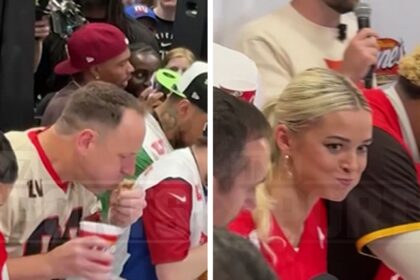Joey Chestnut vince le dita di pollo che mangiano una gara su Livvy Dunne, celebrità