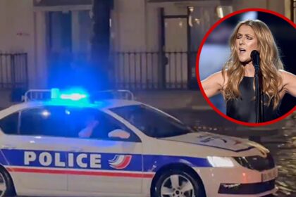 La musica "Titanic" di auto della polizia francese Blares dopo le principali inondazioni delle tempeste