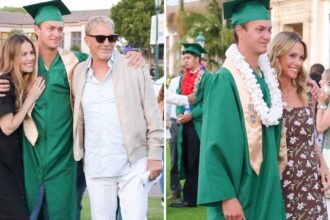 Kevin Costner, Christine Baumgartner tengono le distanze alla laurea del figlio