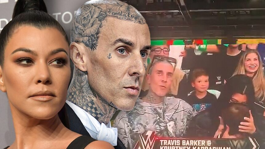 Kourtney Kardashian e Travis Barker fischiati dai fan della WWE