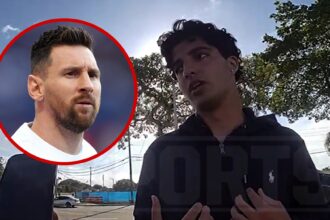 Il fan di Lionel Messi castigato dal poliziotto dopo aver frettoloso la stella del calcio