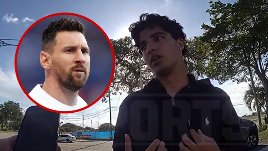 Il fan di Lionel Messi castigato dal poliziotto dopo aver frettoloso la stella del calcio