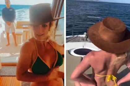 Britney Spears sfrigola in un piccolo bikini mentre balla su una barca, in video