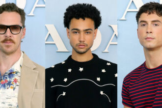Benedict Cumberbatch, Archie Madekwe e Benito Skinner si trovano in prima fila alla Prada Men's Show a Milano