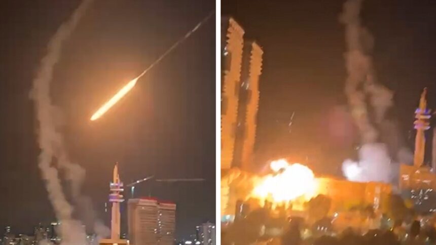 L'Iran spara il missile di ritorsione colpisce in Israele, catturato in video