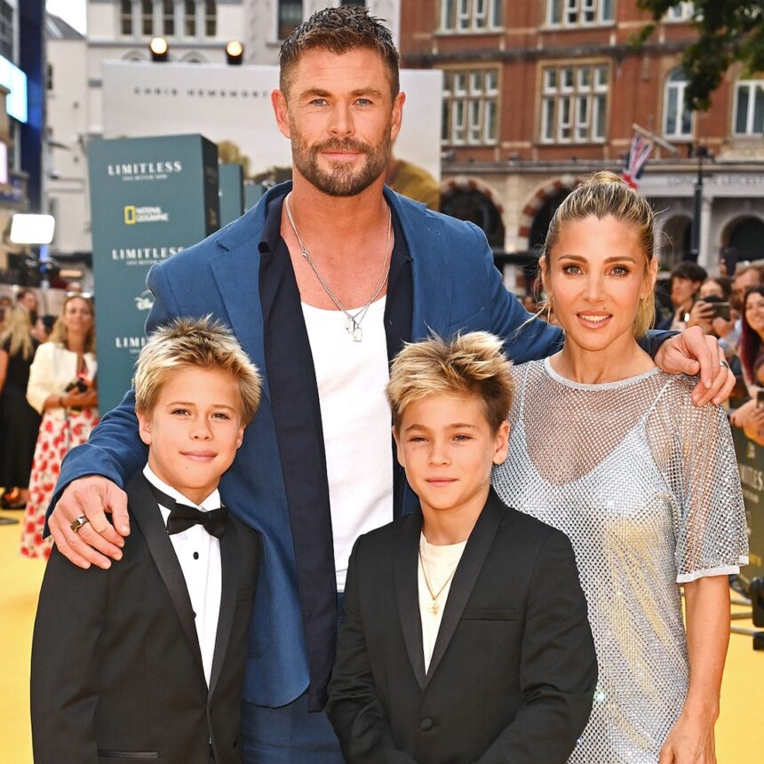 Chris Hemsworth, Elsa Pataky Family Foto con 3 bambini