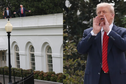 Donald Trump ha fotografato sul tetto della Casa Bianca, spiega perché mentre cammina in cima all'ala ovest