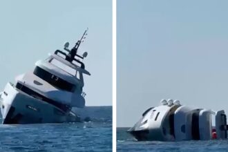 Nuovo yacht di lusso capo e affonda solo minuti dopo il lancio