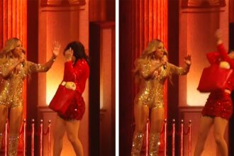 Mariah Carey finge goffamente di schiaffeggiare la ballerina durante gli MTV Video Music Awards