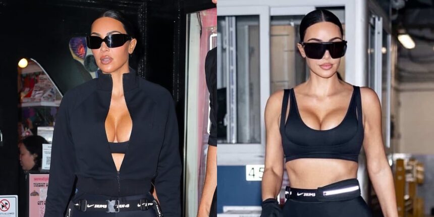 Kim Kardashian Model più Nikeskims guarda a New York prima della data di lancio