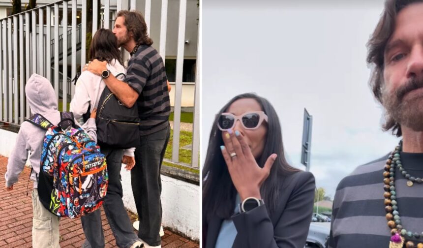 ''Come faremo senza di loro?'': Juliana Moreira ed Edoardo Stoppa accompagnano tristi i figli al primo giorno dell'American School of Milan, ma poi esplode la festa - Gossip.it