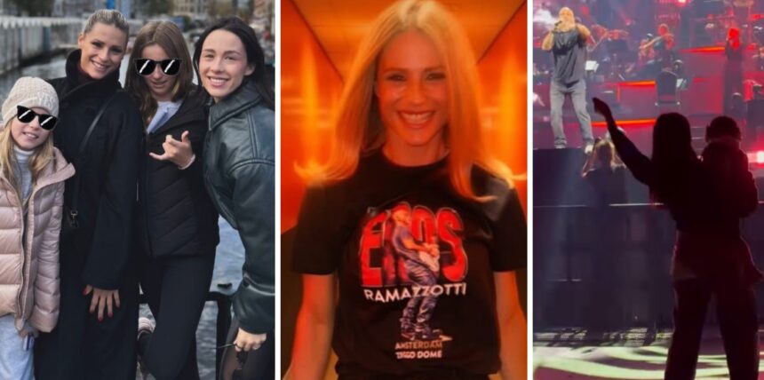 Tutti i figli della Hunziker e di Ramazzotti insieme ad Amsterdam per il concerto di Eros: ci sono anche le bambine di Tomaso Trussardi, guarda - Gossip.it