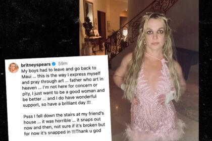 Britney Spears dice che è caduta giù per le scale, il ginocchio scatta di tanto in tanto