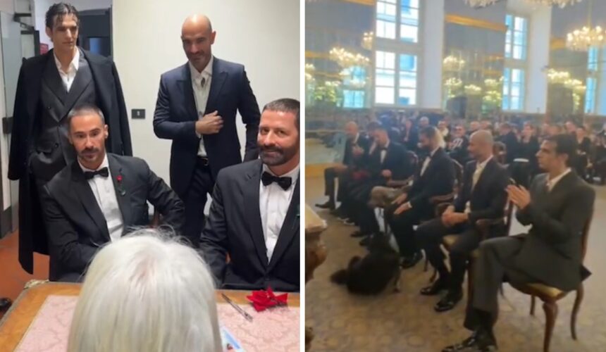 Achille Lauro testimone entusiasta alle nozze di Marcelo Burlon e Bratislav Tasic: le immagini - Gossip.it