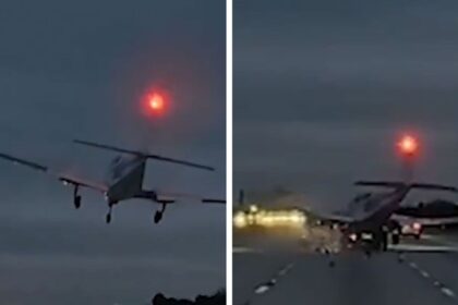 Atterraggio di emergenza di un aereo sul tetto di un'auto sull'autostrada della Florida ripreso in video, guarda