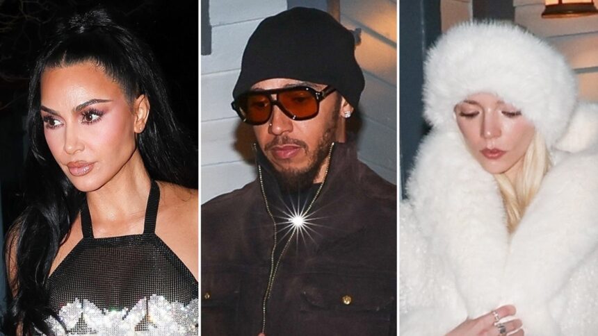 Kim Kardashian e Lewis Hamilton guidano la Celeb Rush alla festa di Capodanno di Kate Hudson