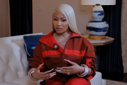 Nicki Minaj gestures.