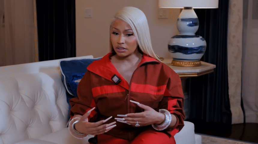 Nicki Minaj gestures.