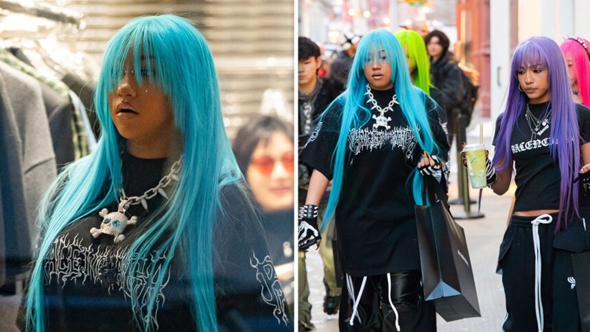 L'acquisizione del neon di North West con gli amici da Alexander Wang a New York