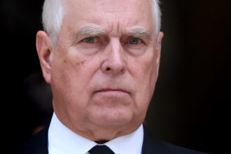 Prince Andrew, Duke of York attends the funeral of The Duchess of Kent at Westminster Cathedral on September 16, 2025 in London, England.