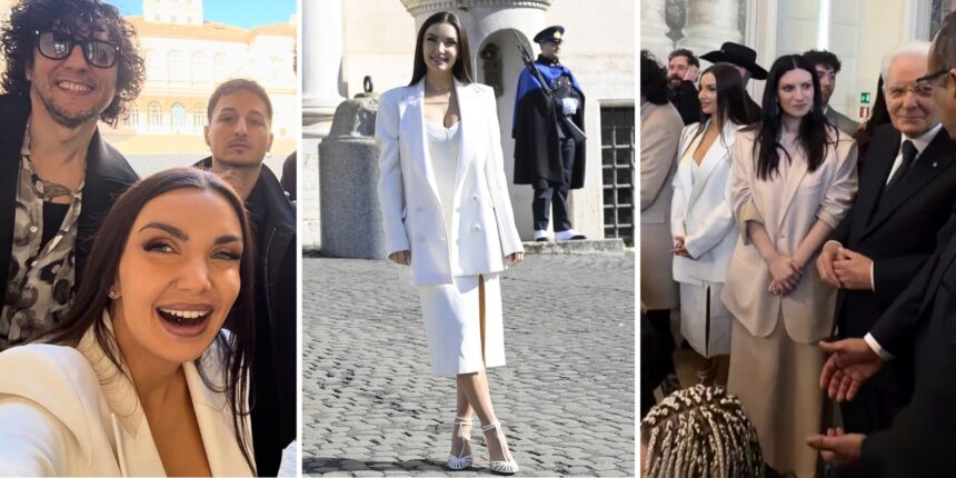 Elettra Lamborghini in total white per l’incontro al Quirinale col Presidente: spicca per il look elegante e sofisticato, foto - Gossip.it