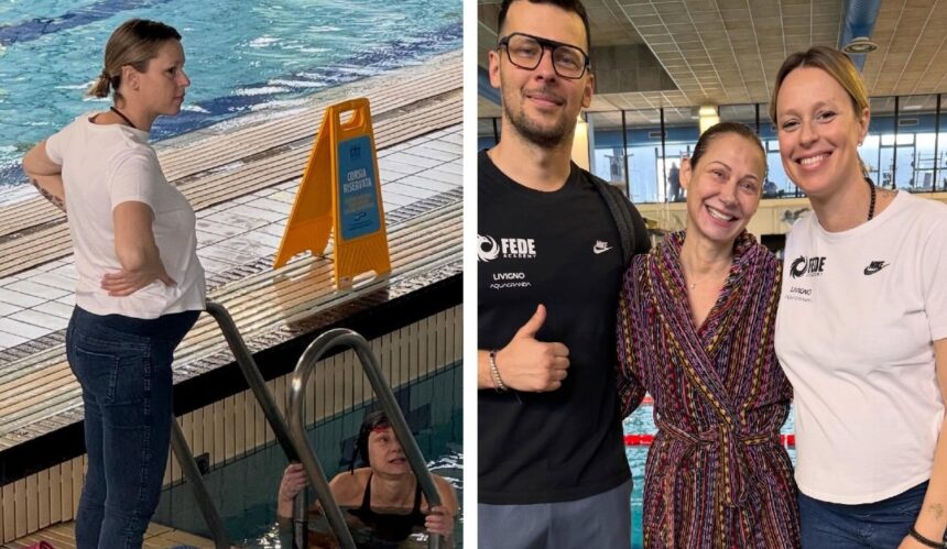 ''Era feliciona'': Federica Pellegrini col pancione di 8 mesi fa lezione di nuoto alla moglie di un noto dj e conduttore radiofonico, ecco chi - Gossip.it
